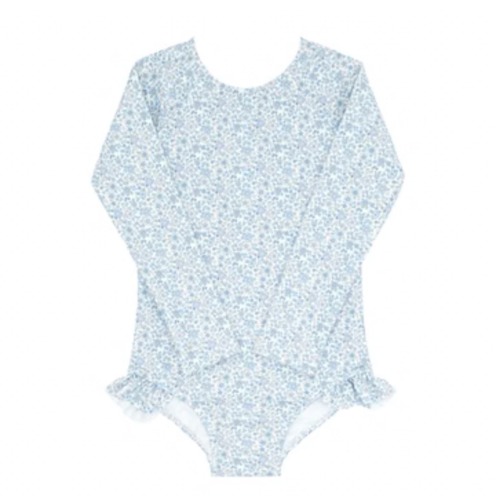 Kids Floral Long Sleeve Swim One Piece